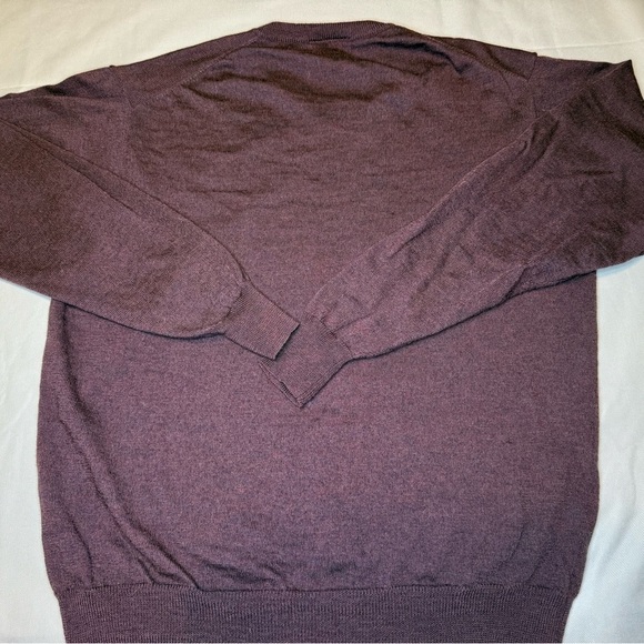 2/$35 Harold Powell 100% Merino Wool Burgundy Purple Men’s Large V neck Sweater - Picture 4 of 6